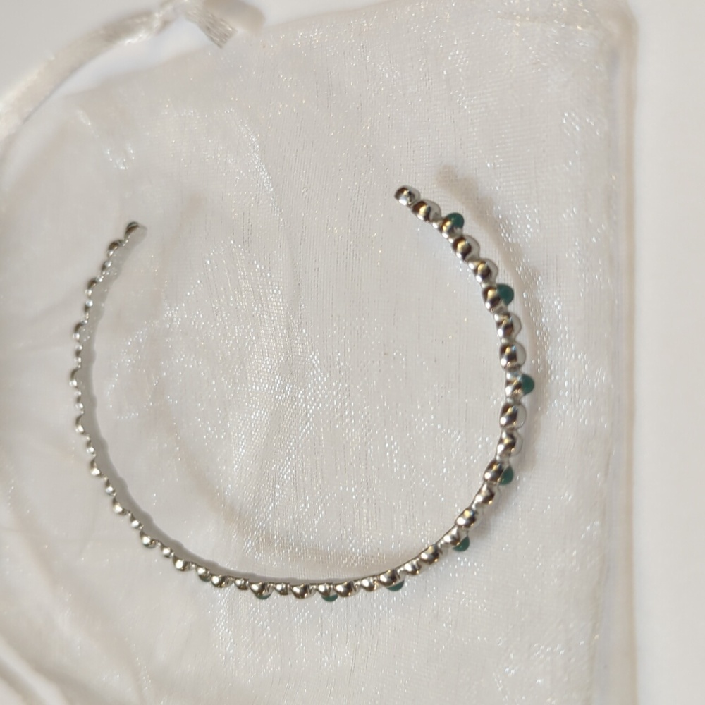 NEW Plunder Kinsley Silver Stainless Steel Turquoise Cuff Bangle Bracelet - Picture 8 of 9